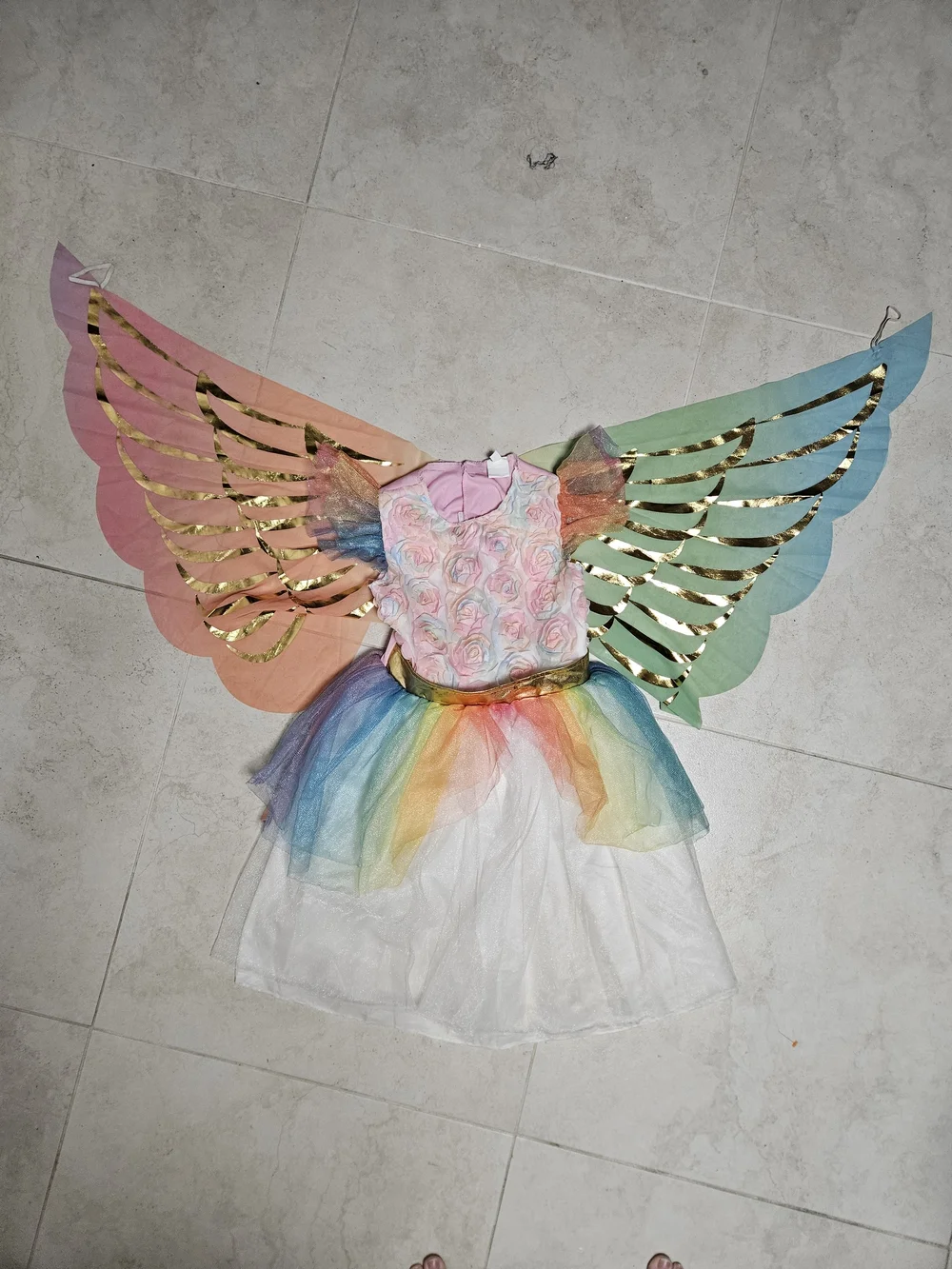 Rainbow Butterfly Princess Floral Tulle Costume Girls Dress Halloween Play